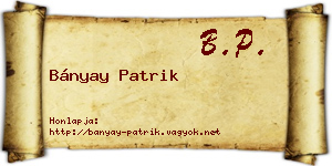 Bányay Patrik névjegykártya